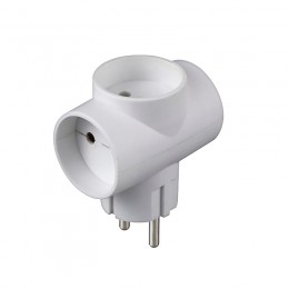 Разветвитель 3-м Т-образный без заземл. 10А 2200Вт 250В бел. DОМТОК 2662