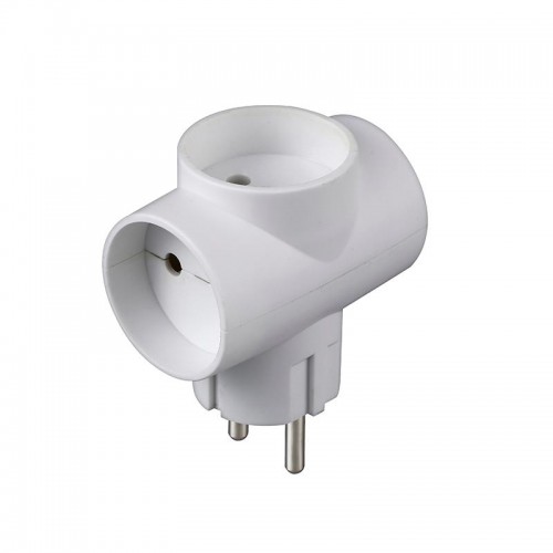 Разветвитель 3-м Т-образный без заземл. 10А 2200Вт 250В бел. DОМТОК 2662