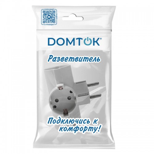 Разветвитель 3-м Т-образный с выключателем с заземл. 16А 3500Вт 250В бел. DОМТОК 2663