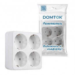 Разветвитель 4-м квадрат с заземл. 16А 3500Вт 250В бел. DОМТОК 2661