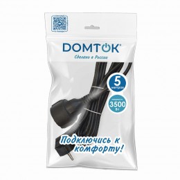 Удлинитель-шнур 1х5м с заземл. 16А IP20 ПВС 3х1 черн. DOMTOK 2359