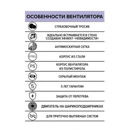 Вентилятор осевой встраив. SYMPHONY D100 сетка двигатель BB ERA SYMPHONY 4S BB