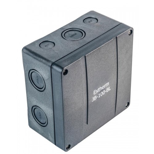 Коробка распределительная 140х140х76мм IP66 в комплекте с клеммным рядом 10х10кв.мм 76А черн. Extherm JB-100-BL