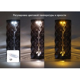 Светильник светодиодный настольный CTL3-USB 3Вт 120лм 5В 2SMD IP20 диммер: 2700-3000К/4000-4500К/6000-6500К ночник черн. кристалл акрил ФАZА 5040861
