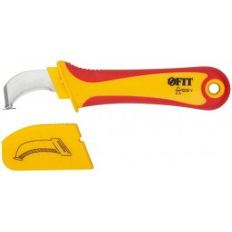 Нож изолированный 1000 В с пяткой нерж.сталь 170мм лезвие 37мм прорезин.ручка FIT 10604