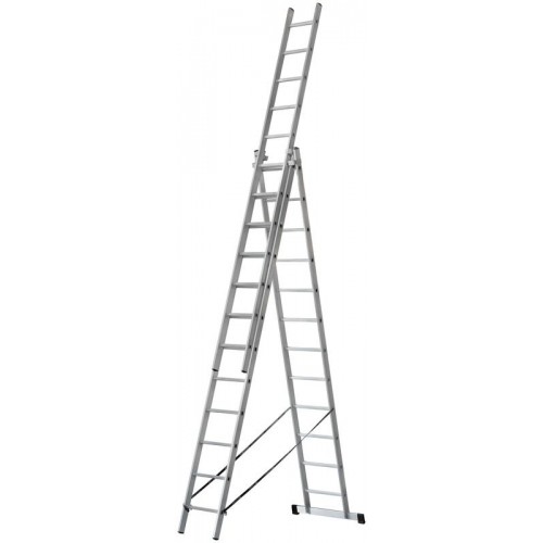 Лестница трехсекционная 3х12 H=343/594/841см 17.83кг усиленная алюм. FIT 65438