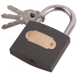 Замок навесной железный 50х40мм стальная дужка 7мм FIT 67150