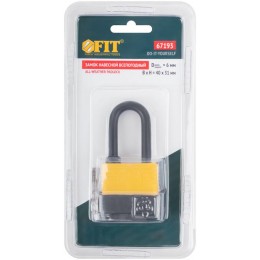 Замок навесной всепогодный 40х31мм длинная стальная дужка 6мм FIT 67193