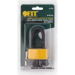 Замок навесной всепогодный 50х36мм длинная стальная дужка 9мм FIT 67194