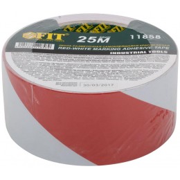 Лента разметочная клейкая 50ммх25м красн.-бел. FIT 11858