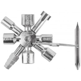 Ключ универсальный для электрошкафов 10-в-1 двусторонняя CrV бита РН2/SL7 FIT 60110