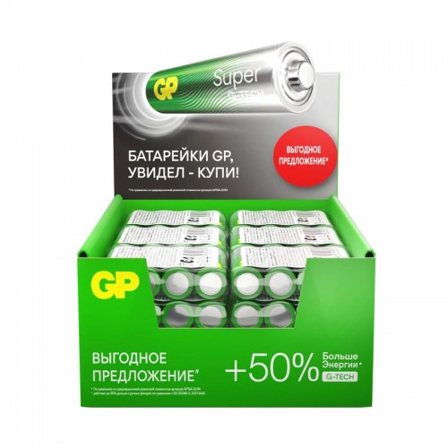 Элемент питания алкалиновый AA/LR6 1.5В Super Alkaline G-Tech 15AA21RA-2CRS4 96/384 (уп.4шт) GP 1211
