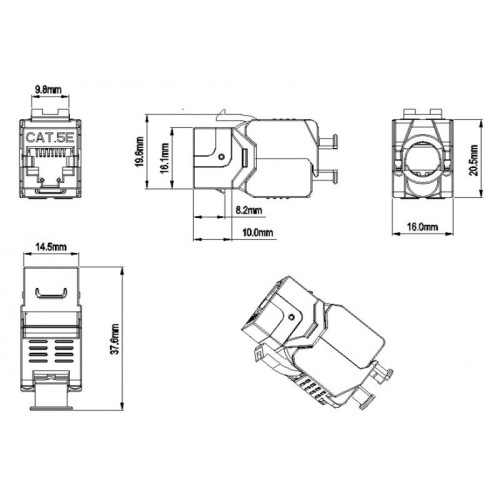 Вставка Keystone Jack RJ-45(8P8C) кат. 5e экранир. 180град. Toolless KJ8-8P8C-C5e-180-TLS-SH-F-WH бел. Hyperline 426191