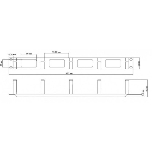 Организатор кабельный 19дюйм 1U с метал. кольцами CM-1U-ML Hyperline 15447