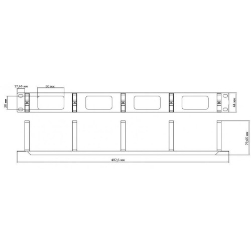 Организатор CM-1U-PL кабельный с пласт. кольцами 19дюйм 1U Hyperline 15446