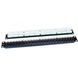 Патч-панель 19дюйм 1U RJ45 кат.5e 24 порта PP3-19-24-8P8C-C5E-110D черн. Hyperline 246095