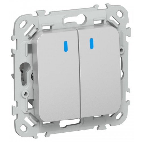 Выключатель 2-кл. СП FLITE ВС12-1-1-ФлА 10А с индикацией механизм алюм. IEK FI-V20-1-10-1-K47