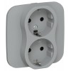 Розетка 2-м СП FLITE РС12-1-А-ФлС 16А с заземл. без защ. шторок безвинтовое крепление в сборе механизм сер. IEK FI-R21A-16-1-K03