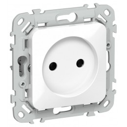 Розетка СП FLITE РС01-1-ФлБ 10А без заземл. без защ. шторок безвинтовое крепление механизм бел. IEK FI-R10-10-1-K01