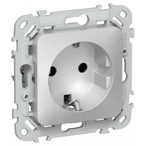 Розетка СП FLITE РС11-1-ФлА 16А с заземл. без защ. шторок безвинтовое крепление механизм алюм. IEK FI-R11-16-1-K47