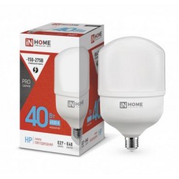 Лампа светодиодная LED-HP-PRO 40Вт 230В 6500К E27 3800лм с адаптером E40 IN HOME 4690612031101