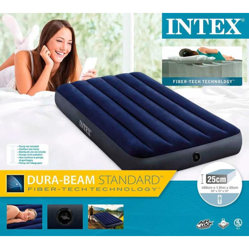 Кровать надувная Twin Classic Downy Bed 99х191х25см FB (64757) INTEX 6941057412443