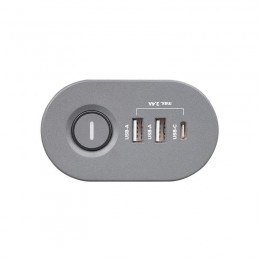 Удлинитель 3х1.5м на струбцине с заземл. с выкл. 3 USB выхода (2А+1С) IP20 ПВС 3х1 ETD-03U-150-gy (3х1.5) сер. JAZZway 5059559