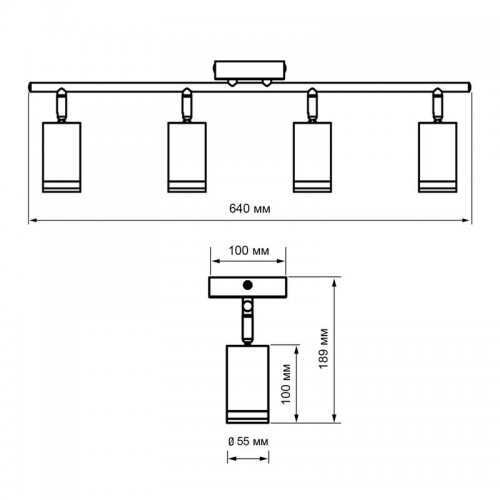 Светильник PCL-0404 4xGU10 IP20 230В BL настен./потолочн. декор. под лампу JazzWay 5066687