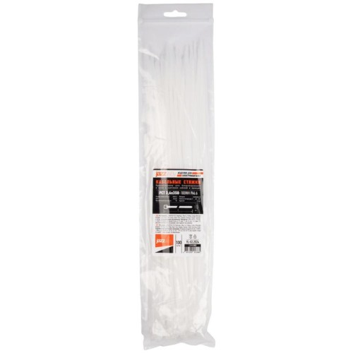 Хомут кабельный PCT 3.6х350-100WH 3.6х350 PA6.6 бел.(уп.100шт) JazzWay 5053885