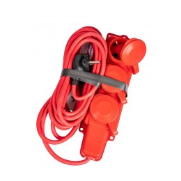 Удлинитель на каучуковой колодке 3х5м 16А IP44 250В 4кВт каучук КГ 3х2.5 красн. УХз16 Россия КОСМОС YKsm5m-3g(16A)KG-R