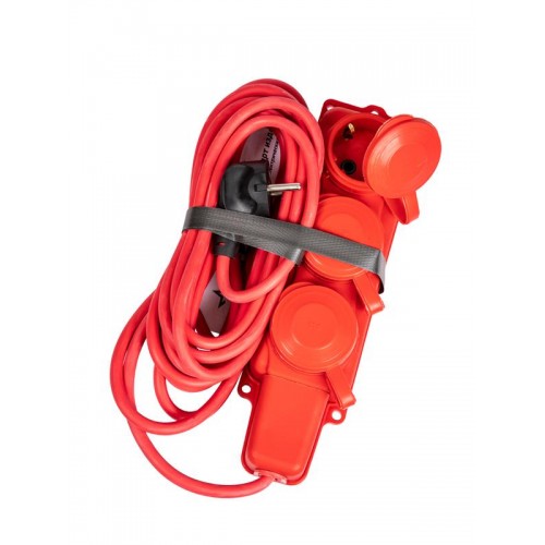 Удлинитель на каучуковой колодке 3х5м 16А IP44 250В 4кВт каучук КГ 3х2.5 красн. УХз16 Россия КОСМОС YKsm5m-3g(16A)KG-R