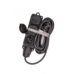 Удлинитель на каучуковой колодке 3х5м 16А IP44 250В 4кВт каучук КГ 3х2.5 черн. УХз16 Россия КОСМОС YKsm5m-3g(16A)KG-B
