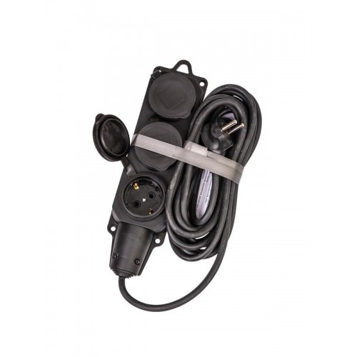 Удлинитель на каучуковой колодке 3х5м 16А IP44 250В 4кВт каучук КГ 3х2.5 черн. УХз16 Россия КОСМОС YKsm5m-3g(16A)KG-B