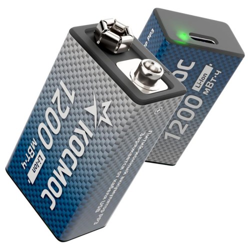 Аккумулятор крона Li-ion 9В 1200мАч (уп.2шт) КОСМОС KOCLi9V1200mAh2B