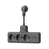 Удлинитель с сетевым фильтром 3х0.3м 10А 2USB + 1USBC 2500Вт ПВС 3х1 компакт черн. КОСМОС FRKsm0.3m-3g(B)USB