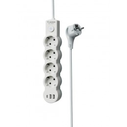 Удлинитель 3х5м с заземл. 10А IP20 USB 2500Вт 220В ПВС 3х1 с выкл. бел. КОСМОС YKsm5m4g-Z-VU10А-W