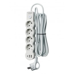 Удлинитель 3х3м с заземл. 10А IP20 USB 2500Вт 220В ПВС 3х1 с выкл. бел. КОСМОС YKsm3m4g-Z-VU10А-W