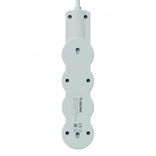 Удлинитель 3х3м с заземл. 10А IP20 USB 2800Вт 220В ПВС 3х1 с выкл. бел. КОСМОС YKsm3m3g-Z-VU10А-W