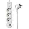 Удлинитель 3х1.5м с заземл. 10А IP20 USB 2800Вт 220В ПВС 3х1 с выкл. бел. КОСМОС YKsm1.5m3g-Z-VU10А-W