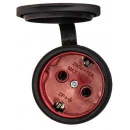 Розетка 16А IP44 прямая с заземл. каучук черн. КОСМОС RKsm-Z-IP(B)16A