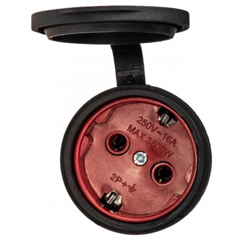 Розетка 16А IP44 прямая с заземл. каучук черн. КОСМОС RKsm-Z-IP(B)16A
