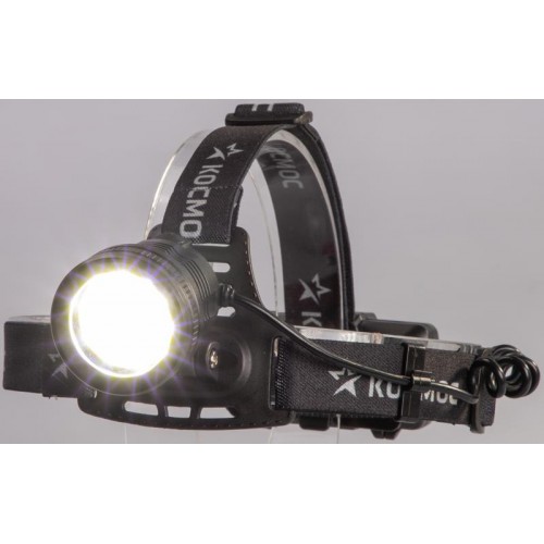 Фонарь налобный аккум. 10Вт P50 LED/Li-ion18650 2х1000мА.ч алюм. КОСМОС (KOC855Lit)
