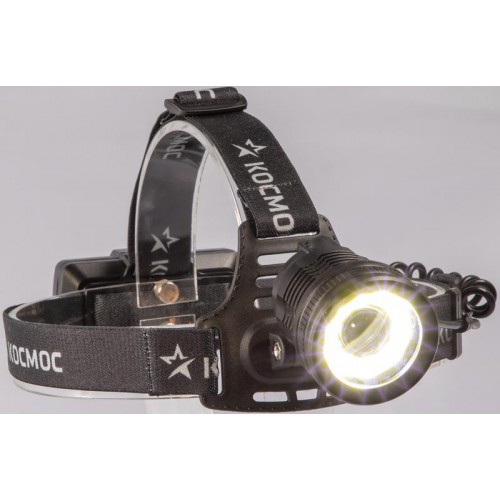 Фонарь налобный аккум. 10Вт P50 LED/Li-ion18650 2х1000мА.ч алюм. КОСМОС (KOC855Lit)