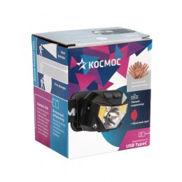 Фонарь налобный аккум. 3Вт XPG 2х3Вт COB/Li-po 1200мА.ч ABS пластик КОСМОС (KOC851Lit)