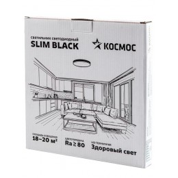 Светильник светодиодный SLIM BLACK 38Вт 4500К IP40 2650лм 230В 400х25мм КОСМОС KSlim38w_B4500K