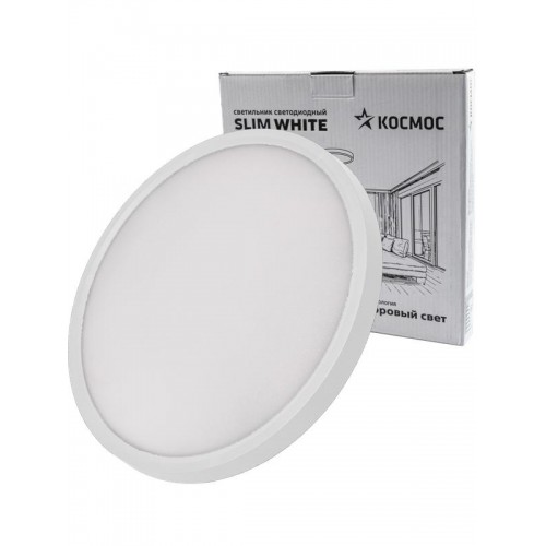 Светильник светодиодный SLIM WHITE 38Вт 4500К IP40 2650лм 230В 400х25мм КОСМОС KSlim38w_W4500K