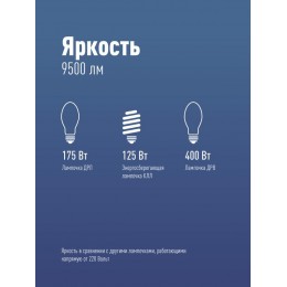 Лампа светодиодная высокомощная HWLED 100Вт 6500К холод. бел. E27 220В (переходник с E27 на E40 в компл.) КОСМОС LksmHWLED100WE2765