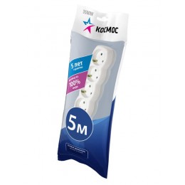 Удлинитель 5х5м с заземл. 16А IP20 ПВС 3х1 с выкл. КОСМОС YKsm5m-5g-Z-V(K)