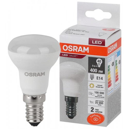 Лампа светодиодная LED Value LV R39 40 5SW/830 5Вт рефлектор матовая E14 230В 10х1 RU OSRAM 4058075582514