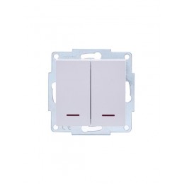 Выключатель 2-кл. СП Vesna с индикацией механизм бел. LEZARD 742-0288-112